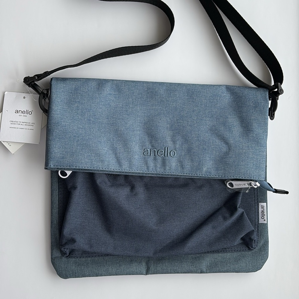 Anello 2-Way Folding Mouth Shoulder Crossbody Bag Blue Unisex